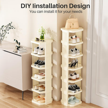 Vertical Stackable Shoe Rack & Narrow Closet Storage Organizer