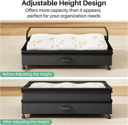 Height-Adjustable Under Bed Storage Containers with Wheels
