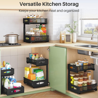 2-Tier Mesh Slide Out Under Sink Organizer & Cabinet Storage