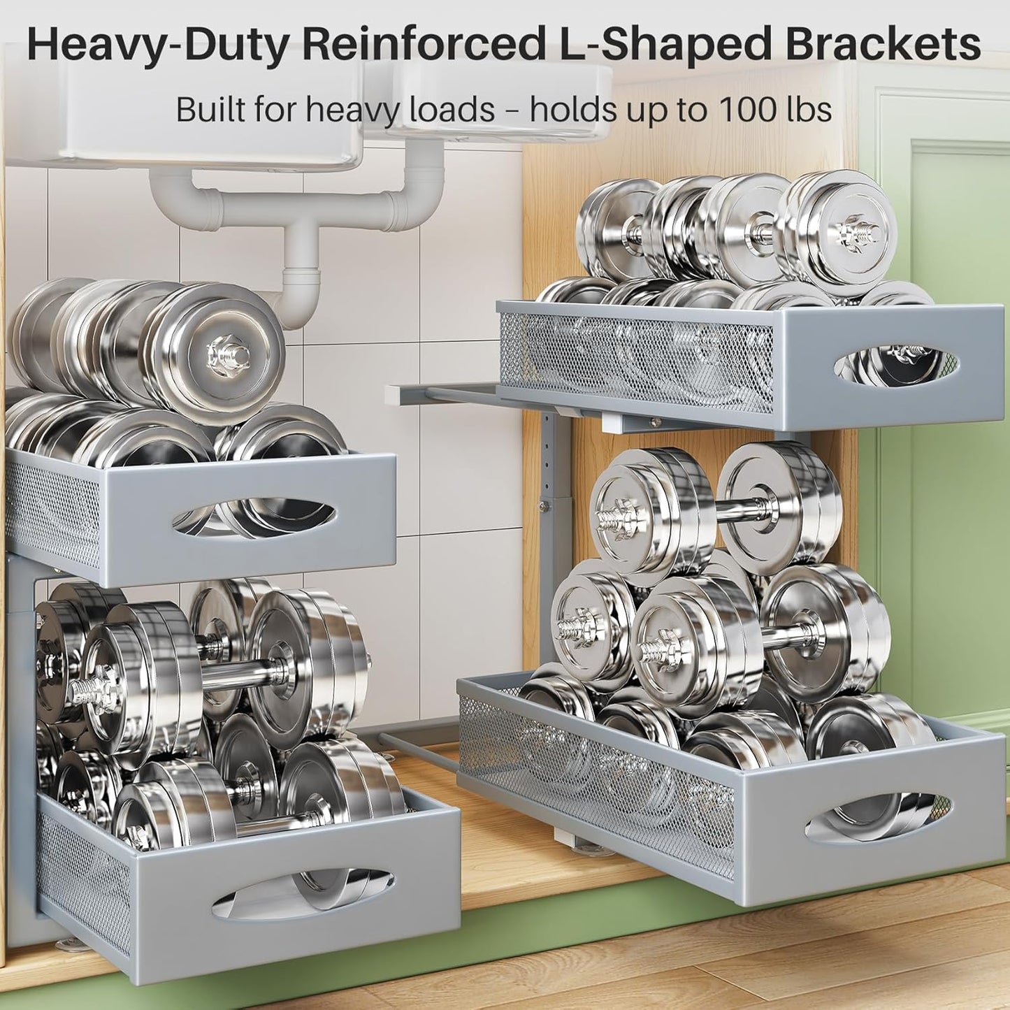2-Tier Mesh Slide Out Under Sink Organizer & Cabinet Storage