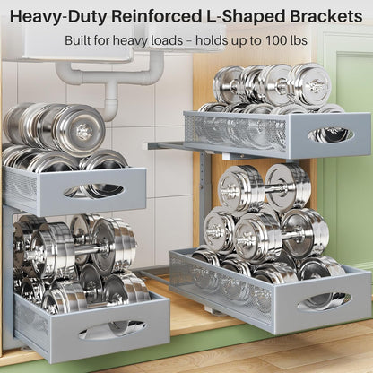 2-Tier Mesh Slide Out Under Sink Organizer & Cabinet Storage