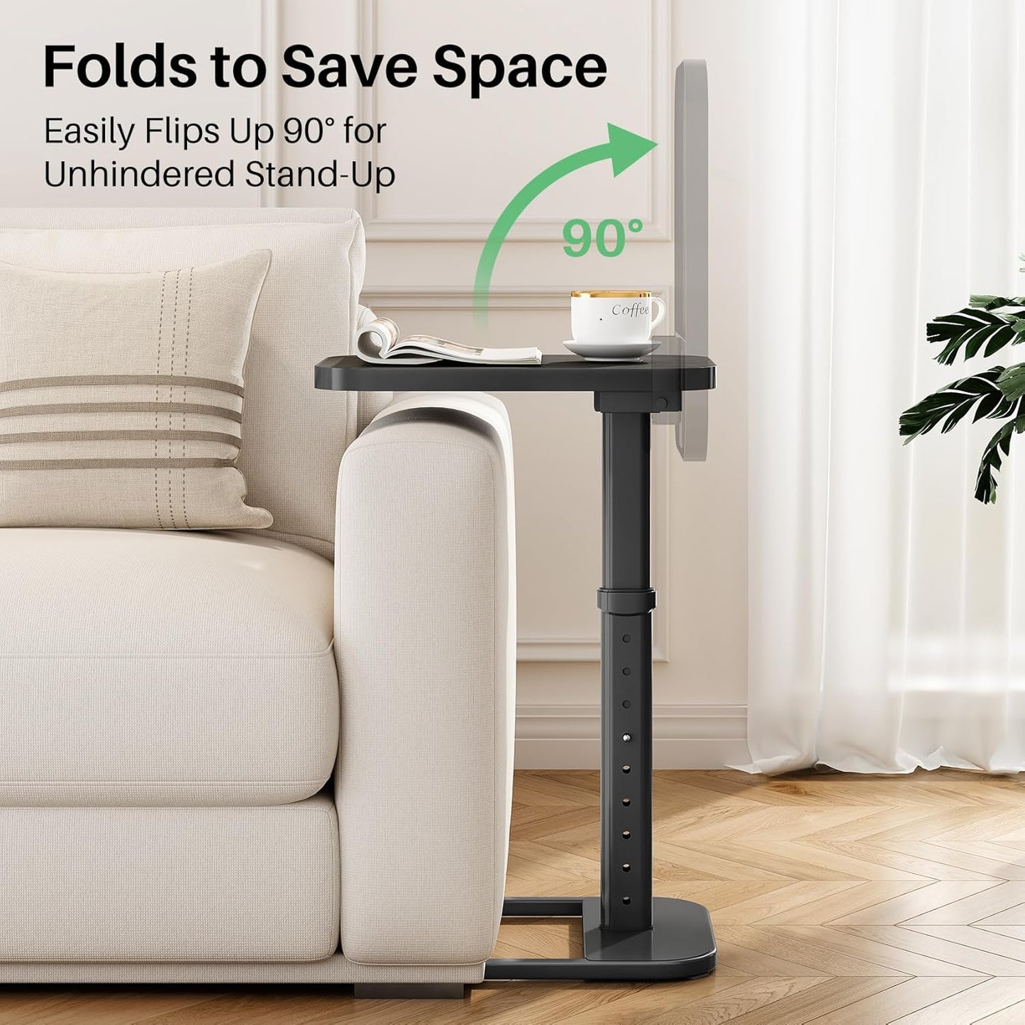Adjustable Height TV Tray Table & C-Shaped Couch Snack Table