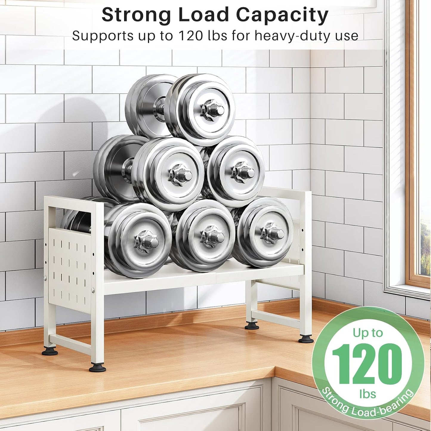 Expandable 2-Tier Microwave Stand & Heavy Duty Countertop Storage Rack