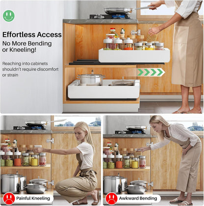 Expandable Stainless Steel Pull Out Cabinet Organizer & Slide Out Drawer