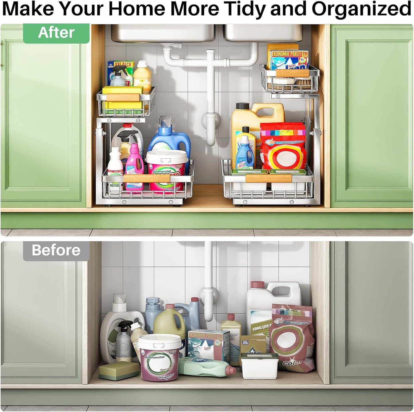 2-Tier Slide Out Under Sink Organizer & Cabinet Storage