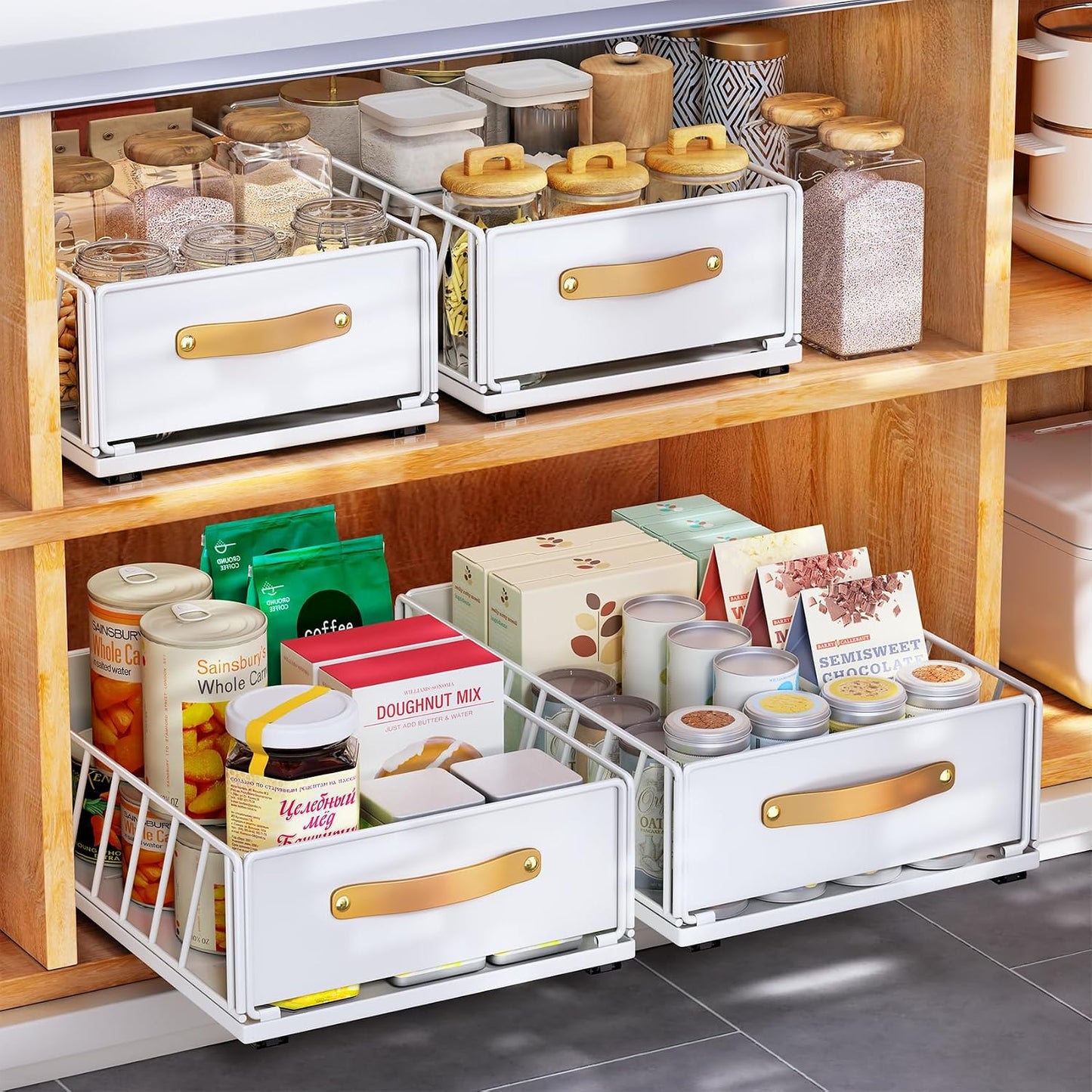 Heavy Duty Sliding Mesh Cabinet Organizer & Pull Out Pantry Drawer