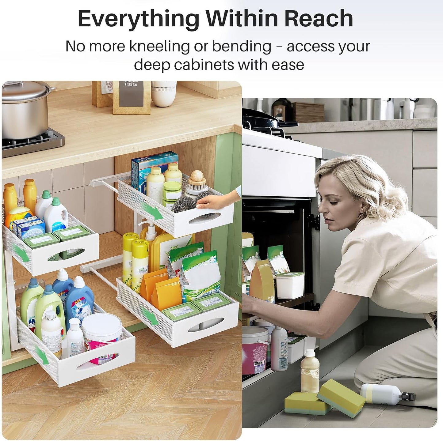 2-Tier Mesh Slide Out Under Sink Organizer & Cabinet Storage