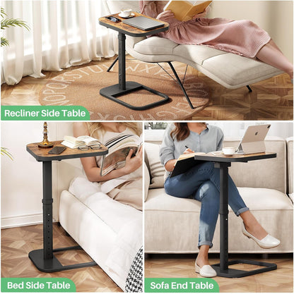 Adjustable Height TV Tray Table & C-Shaped Couch Snack Table