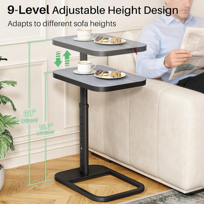 Adjustable Height C-Shaped End Table & Sliding TV Tray Couch Table