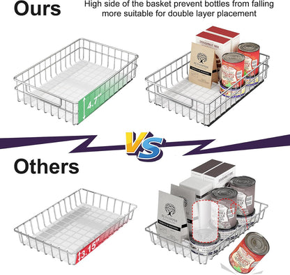 Stainless Steel Slide Out Cabinet Organizer with Silent Full-Extension Drawer