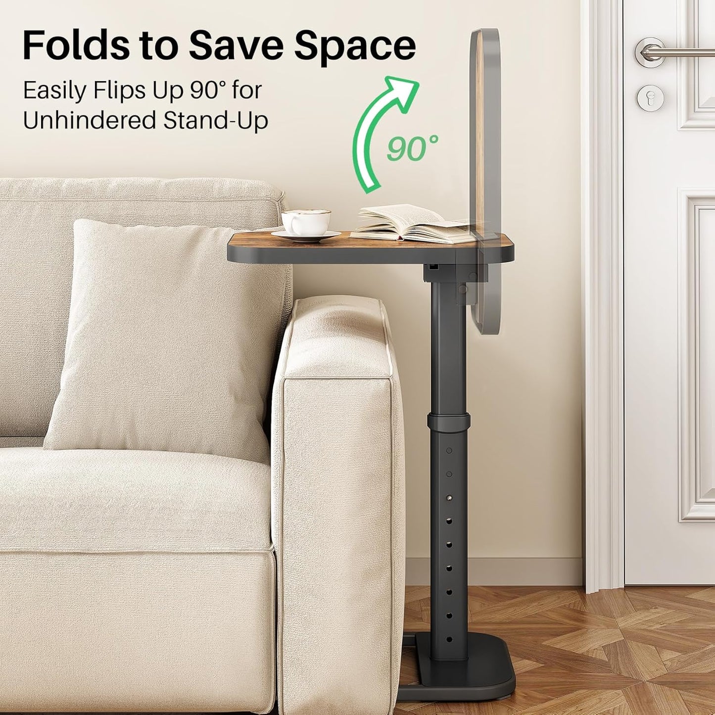 Adjustable Height TV Tray Table & C-Shaped Couch Snack Table