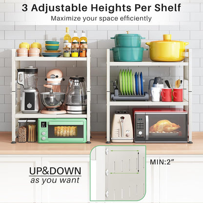 Expandable 2-Tier Microwave Stand & Heavy Duty Countertop Storage Rack