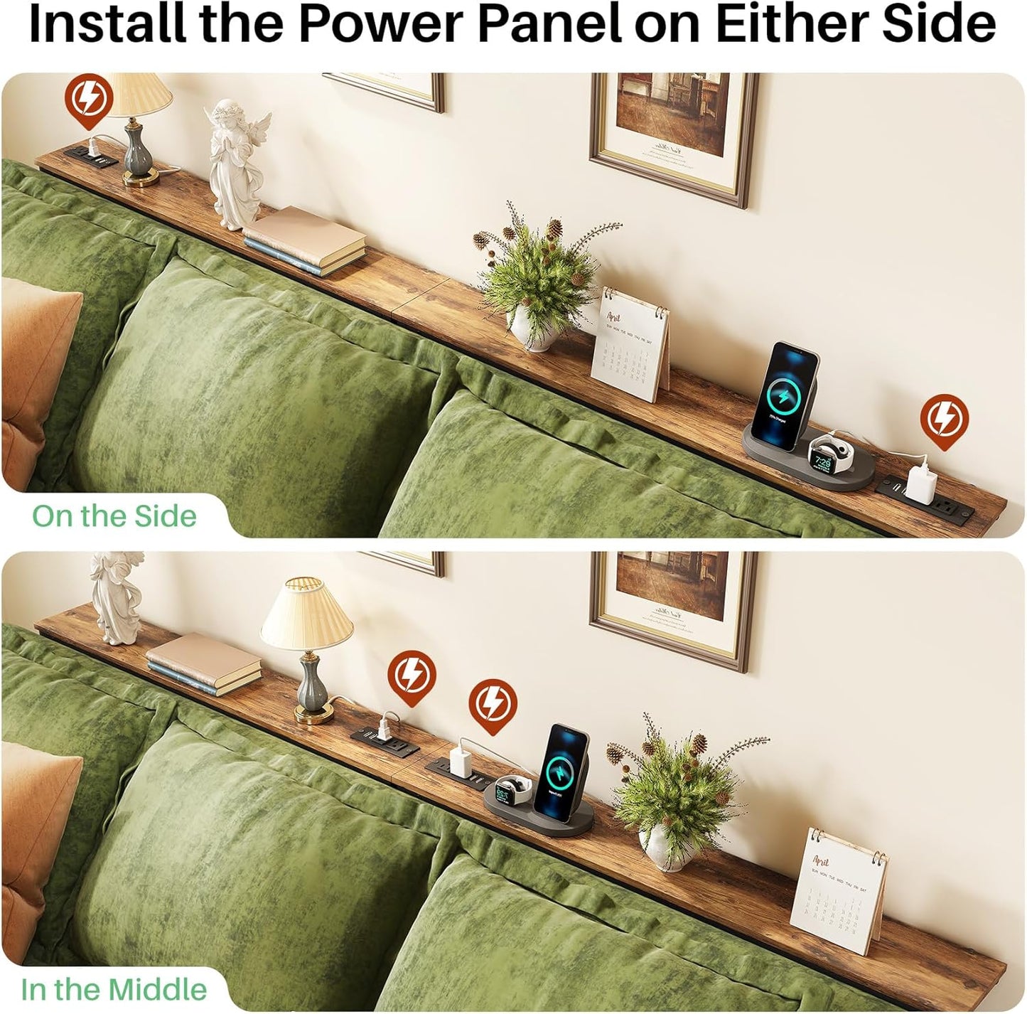 Adjustable Height Behind Couch Table & Narrow Split Console Table