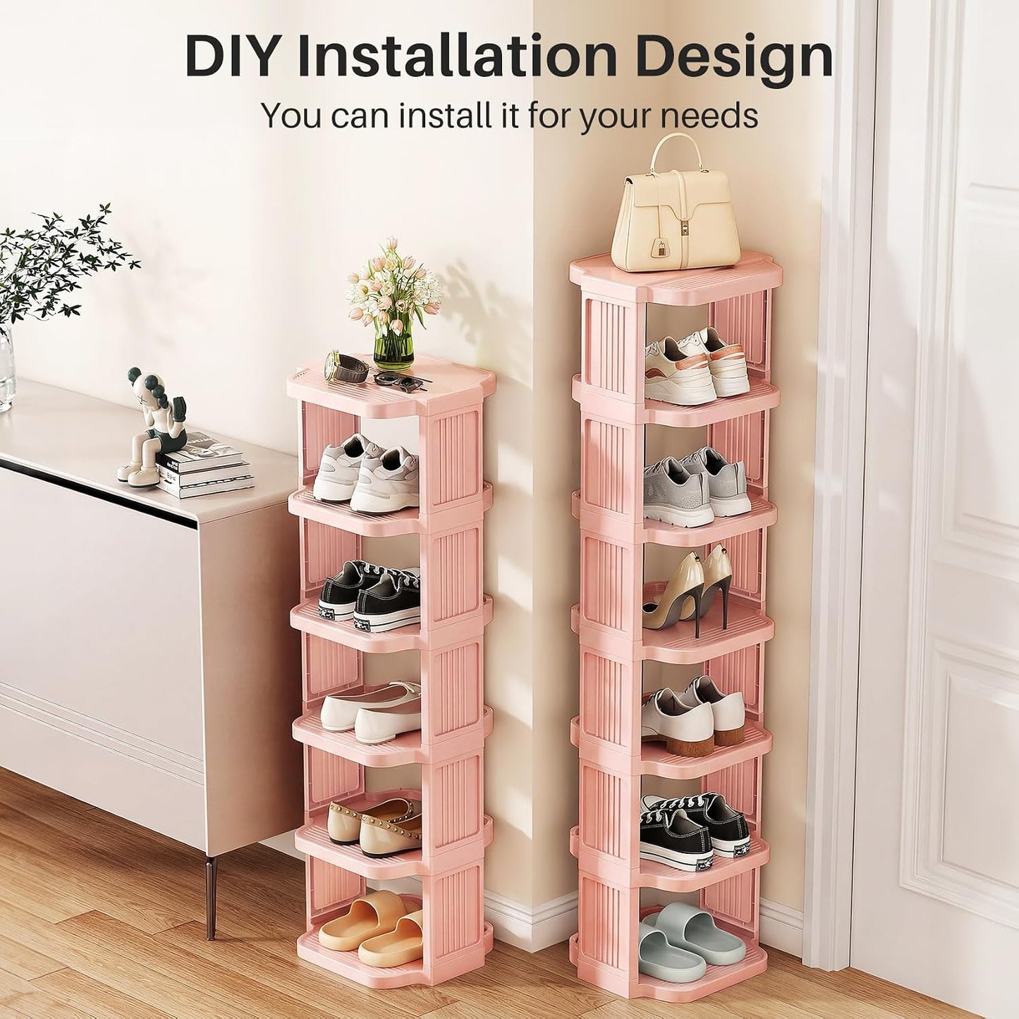 Vertical Stackable Shoe Rack & Narrow Closet Storage Organizer