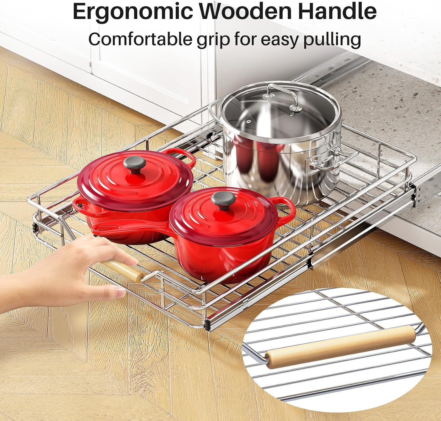 2-Tier Full-Extension Pull Out Cabinet Organizer for Pots and Pans