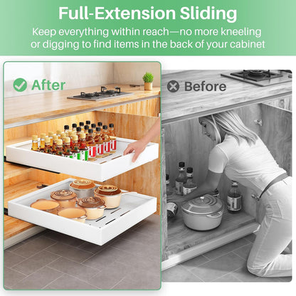 Heavy Duty Full-Extension Slide Out Cabinet Organizer with Nano Adhesive