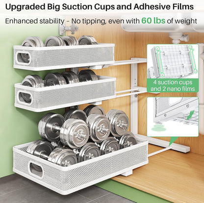 3-Tier Height Adjustable Slide Out Under Sink Organizer & Cabinet Storage