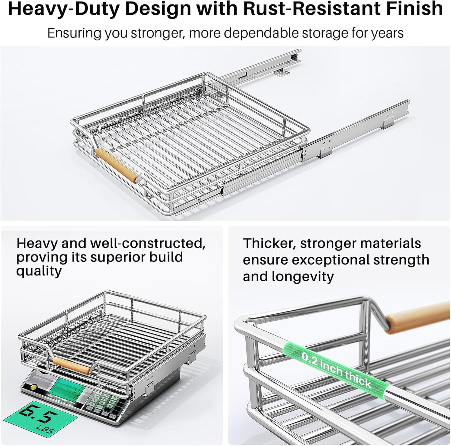 2-Tier Full-Extension Pull Out Cabinet Organizer for Pots and Pans