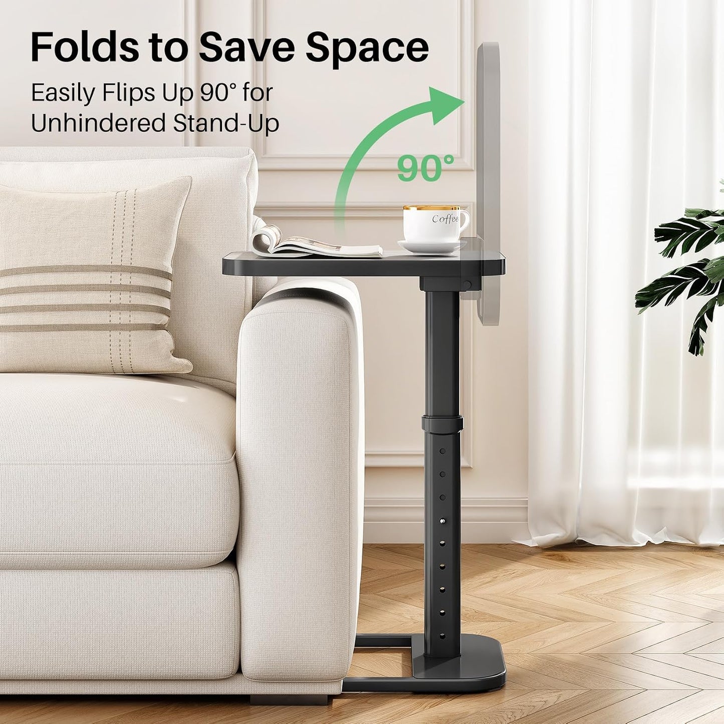 Adjustable Height TV Tray Table & C-Shaped Couch Snack Table