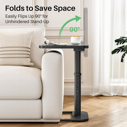 Adjustable Height TV Tray Table & C-Shaped Couch Snack Table