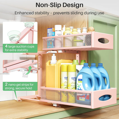 2-Tier Mesh Slide Out Under Sink Organizer & Cabinet Storage