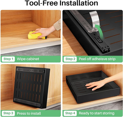 Heavy Duty Full-Extension Slide Out Cabinet Organizer with Nano Adhesive