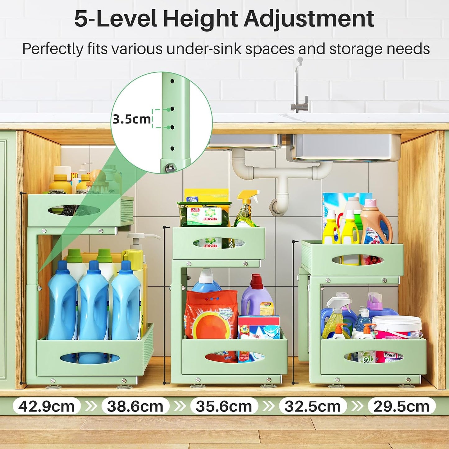 2-Tier Mesh Slide Out Under Sink Organizer & Cabinet Storage