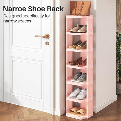 Vertical Stackable Shoe Rack & Narrow Closet Storage Organizer