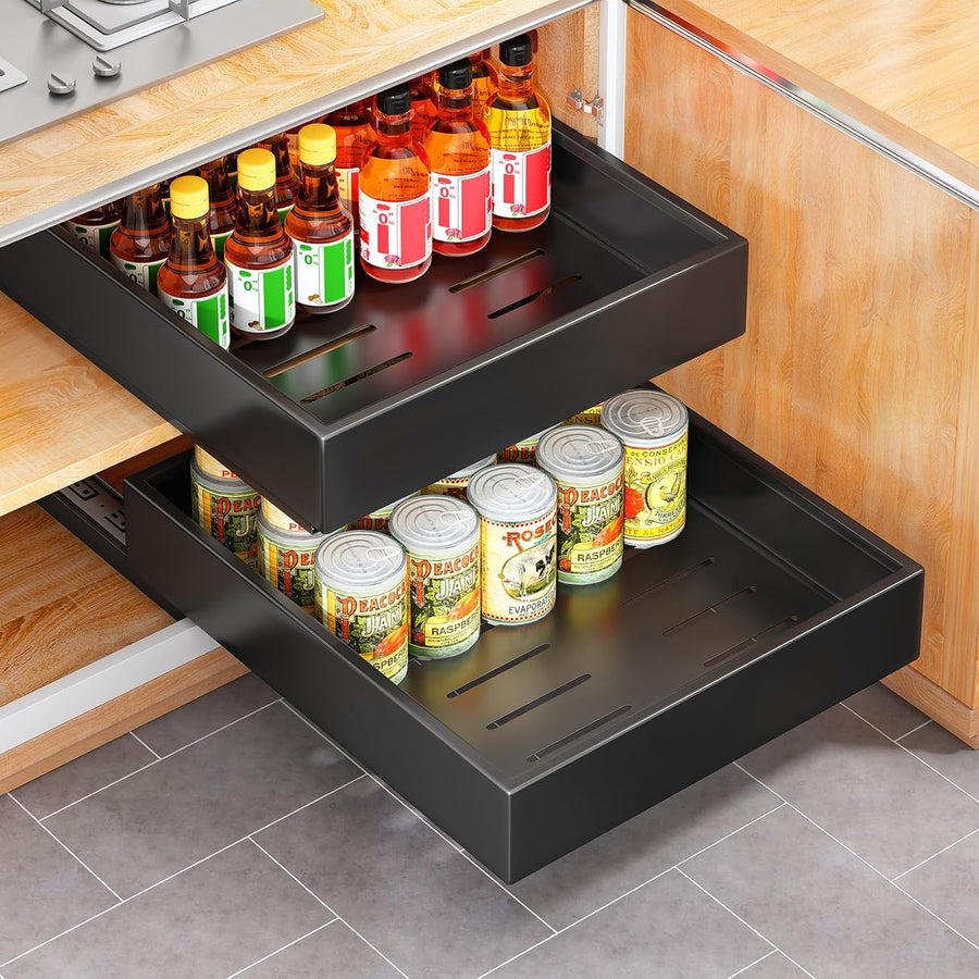 Heavy Duty Full-Extension Slide Out Cabinet Organizer with Nano Adhesive