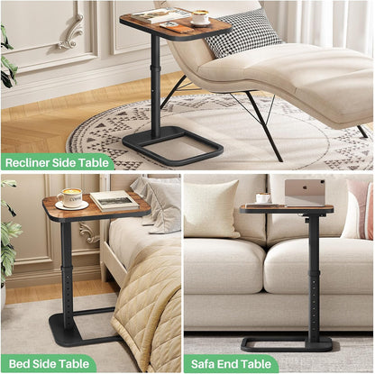 Adjustable Height TV Tray Table & C-Shaped Couch Snack Table