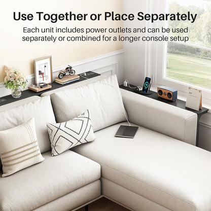 Adjustable Height Narrow Sofa Table with Charging Station & Modular Design