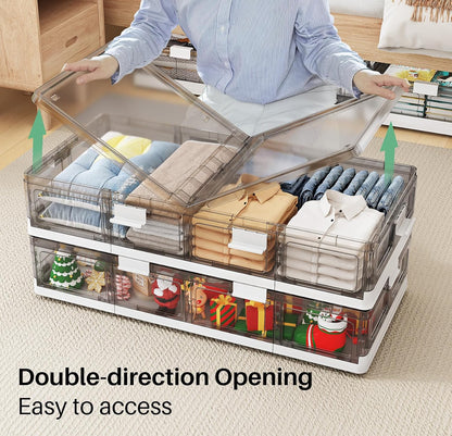 Foldable & Stackable Plastic Under Bed Storage Containers with Wheels