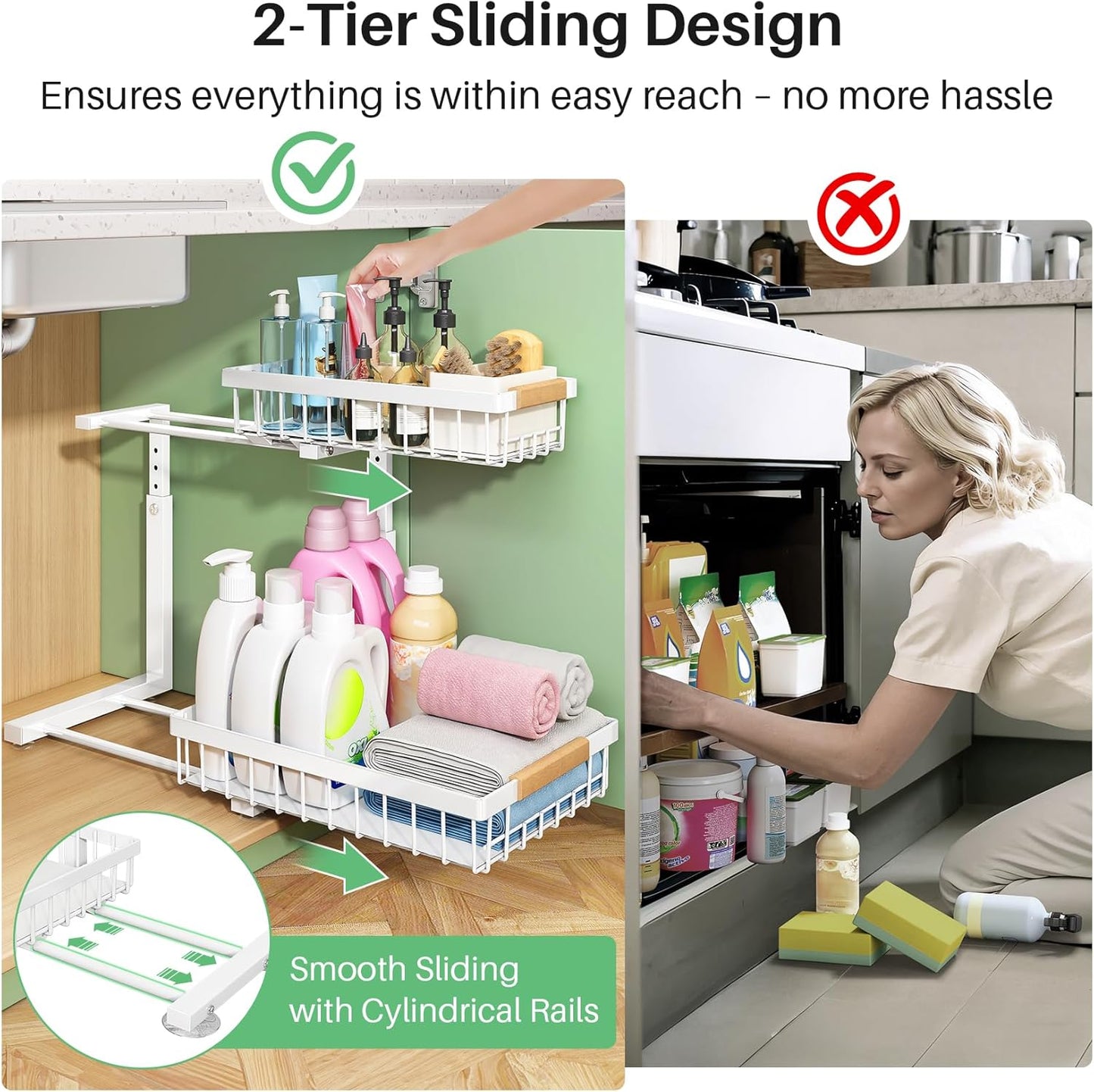 2-Tier Slide Out Under Sink Organizer & Cabinet Storage