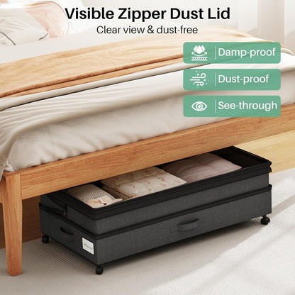 Height-Adjustable Under Bed Storage Containers with Wheels