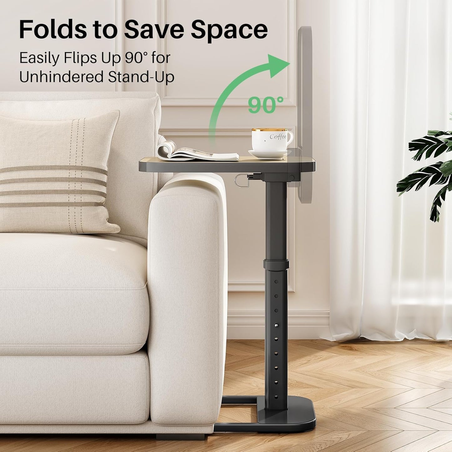 Adjustable Height TV Tray Table & C-Shaped Couch Snack Table