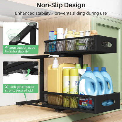 2-Tier Mesh Slide Out Under Sink Organizer & Cabinet Storage