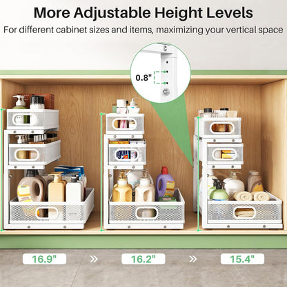 3-Tier Height Adjustable Slide Out Under Sink Organizer & Cabinet Storage