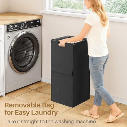 Laundry Hamper Organizer with Storage Shelf & Pull Out Bags