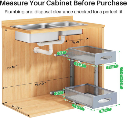 2-Tier Mesh Slide Out Under Sink Organizer & Cabinet Storage