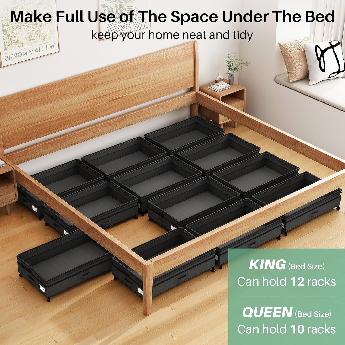 Height-Adjustable Under Bed Storage Containers with Wheels