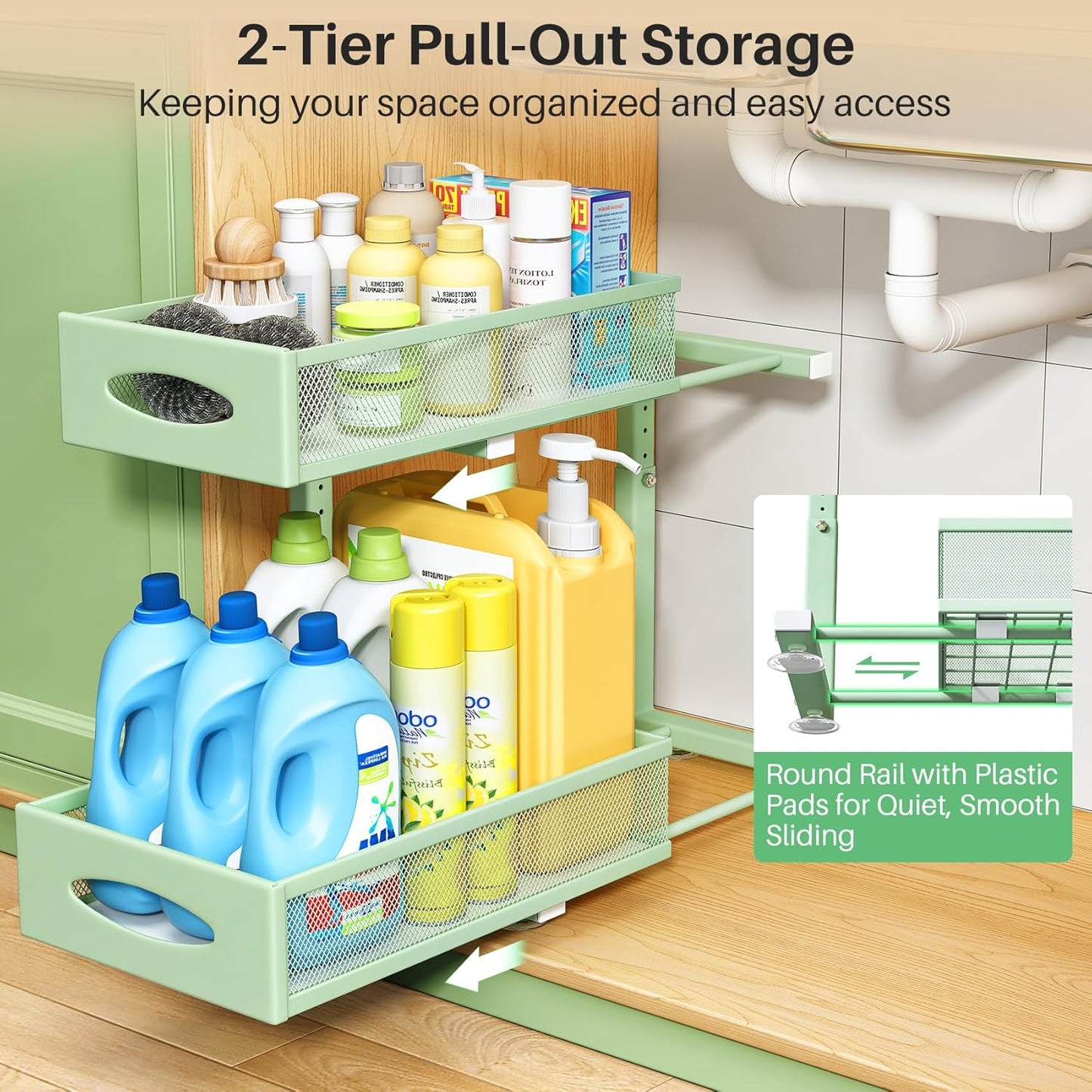 2-Tier Mesh Slide Out Under Sink Organizer & Cabinet Storage