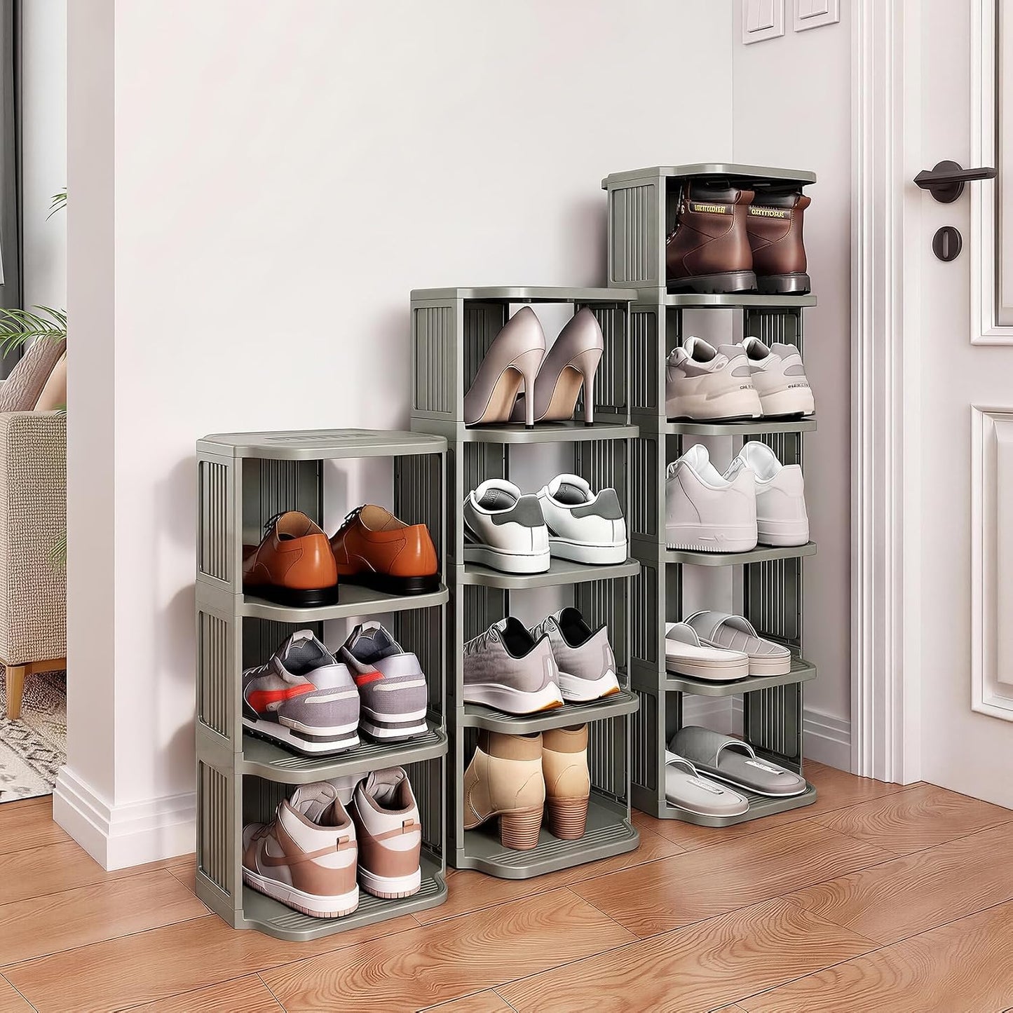 Vertical Stackable Shoe Rack & Narrow Closet Storage Organizer