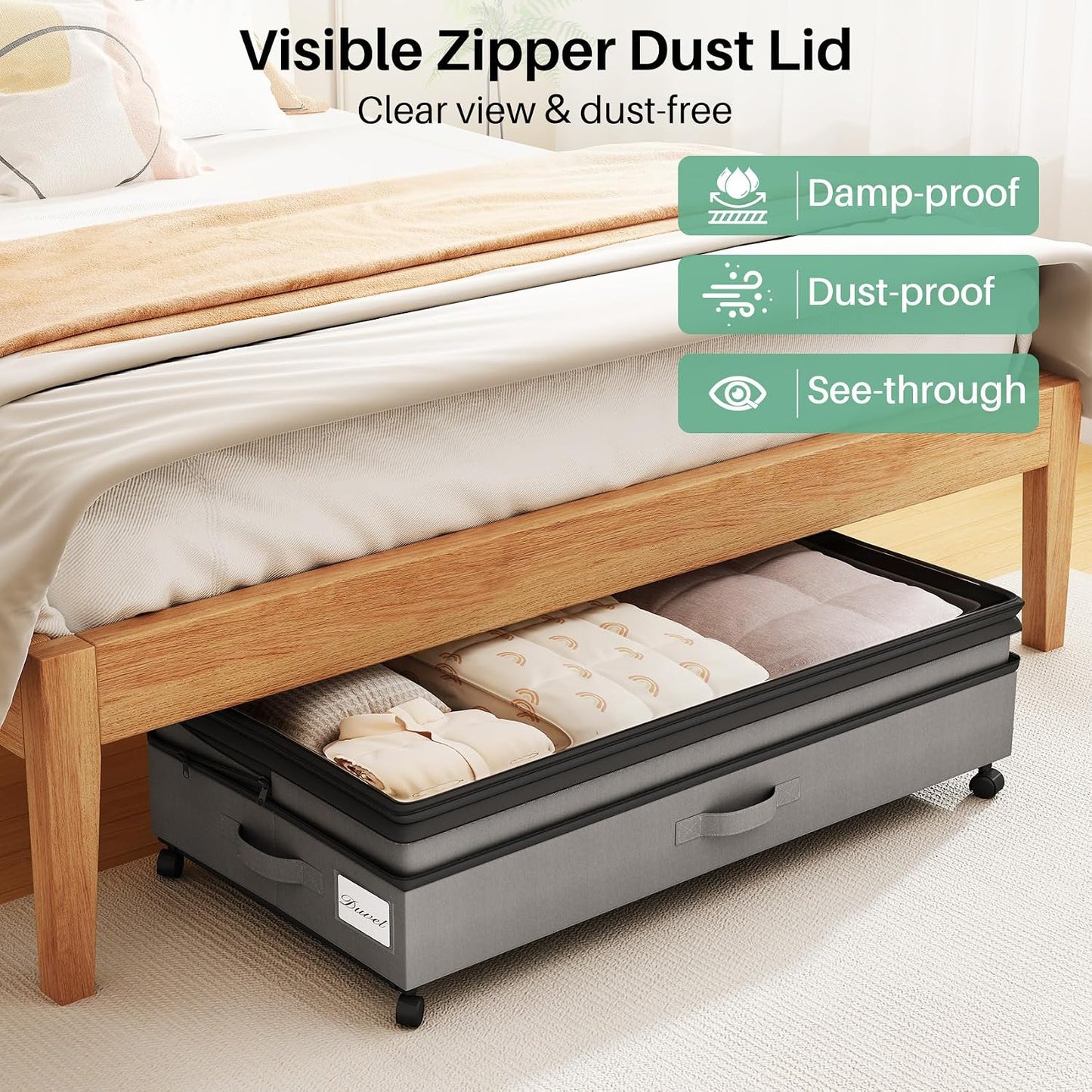 Height-Adjustable Under Bed Storage Containers with Wheels