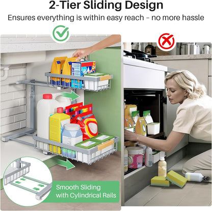2-Tier Slide Out Under Sink Organizer & Cabinet Storage