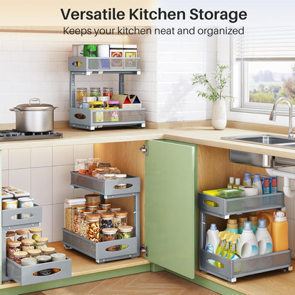 2-Tier Mesh Slide Out Under Sink Organizer & Cabinet Storage