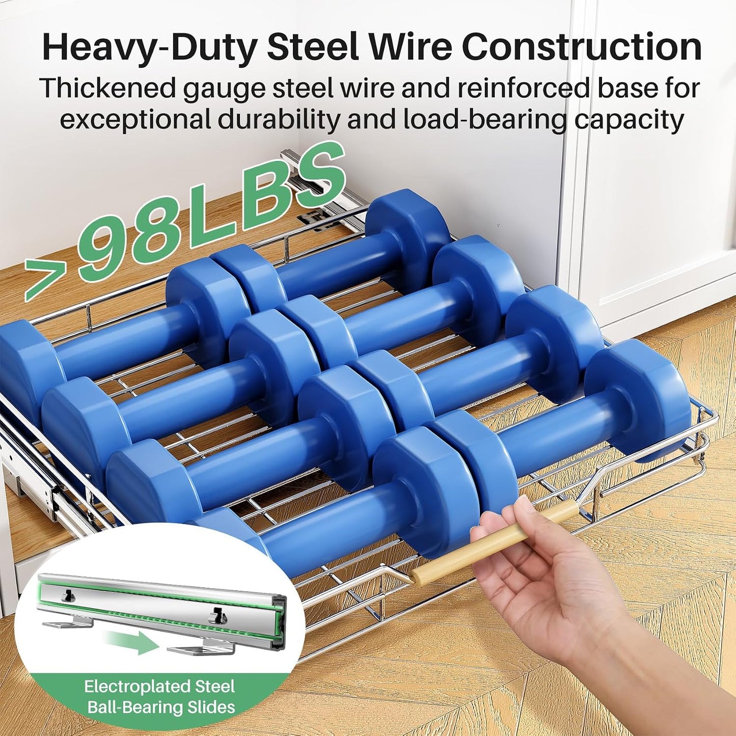 2-Tier Full-Extension Pull Out Cabinet Organizer for Pots and Pans