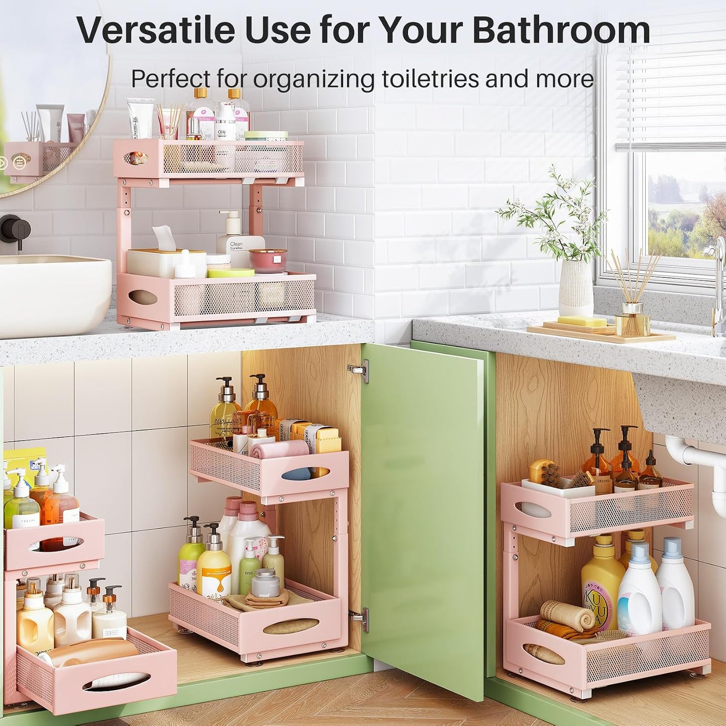2-Tier Mesh Slide Out Under Sink Organizer & Cabinet Storage