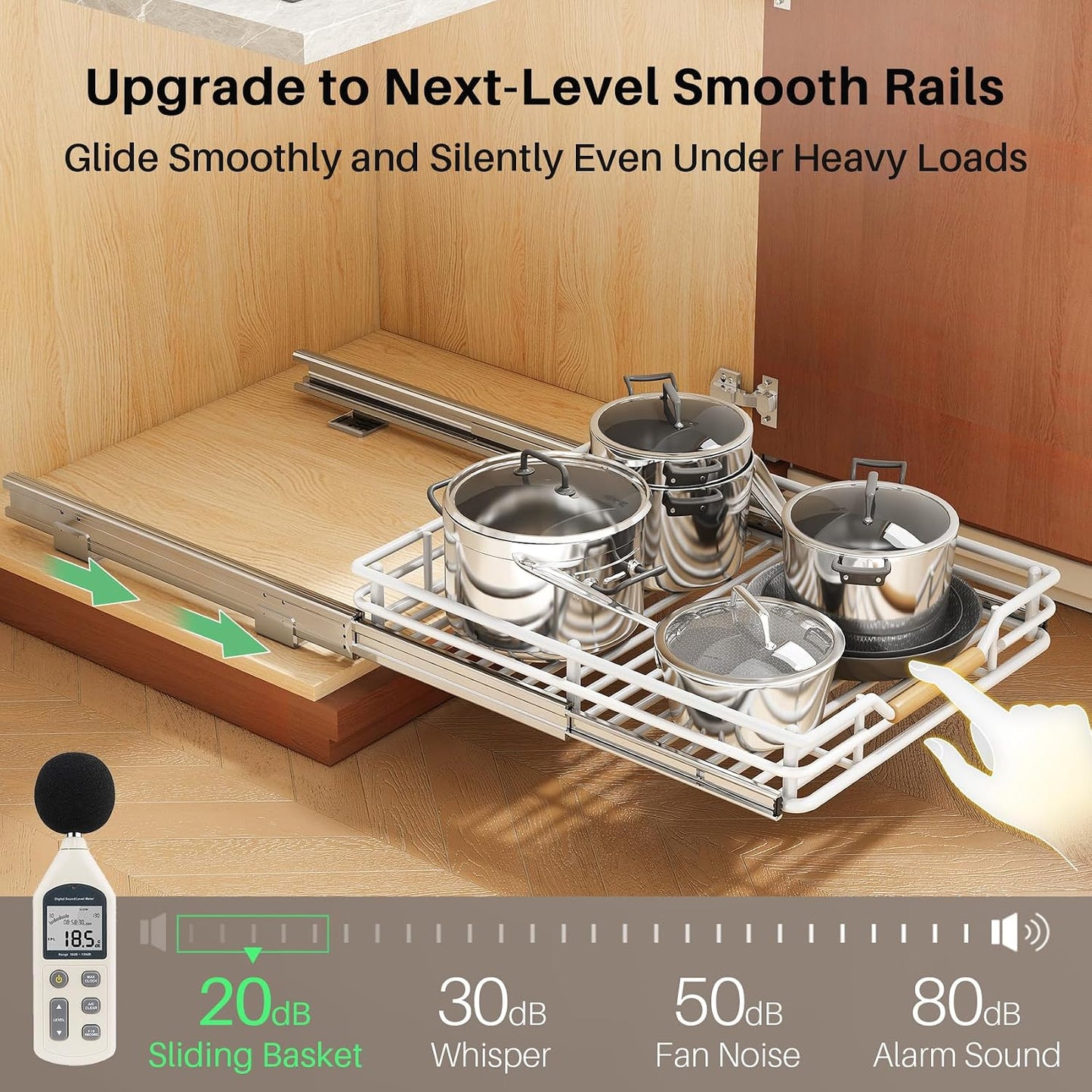 2-Tier Full-Extension Pull Out Cabinet Organizer for Pots and Pans