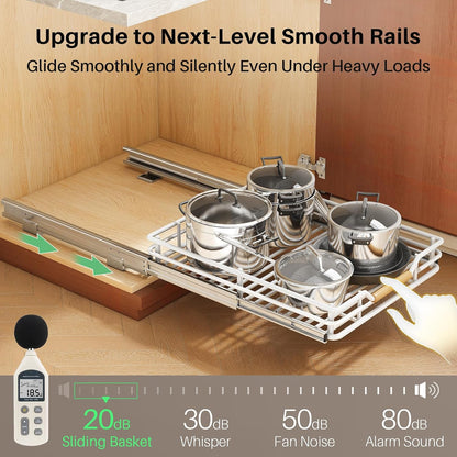 2-Tier Full-Extension Pull Out Cabinet Organizer for Pots and Pans