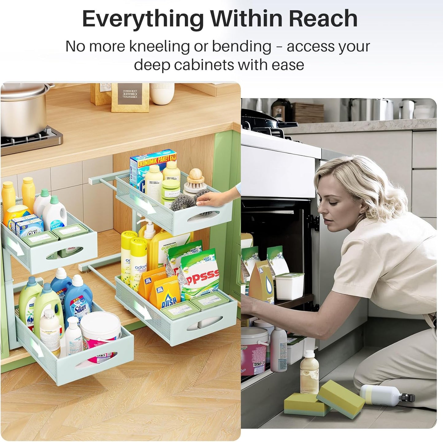 2-Tier Mesh Slide Out Under Sink Organizer & Cabinet Storage